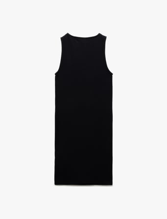 Kaşkorse Yuvarlak Yaka Kolsuz Mini Kalem Bodycon Kalem Elbise