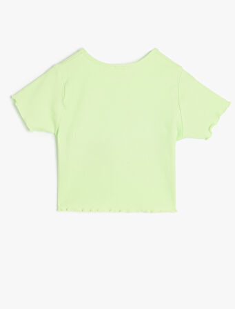 Köpek Baskılı Pamuklu Pamuklu Crop Tişört