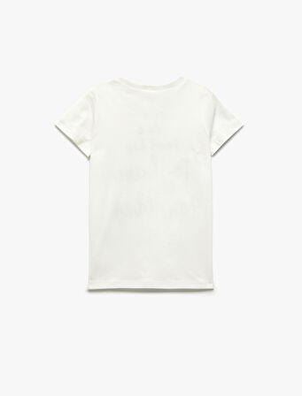 Baskılı Bisiklet Yaka Pamuklu Kısa Kollu Tişört