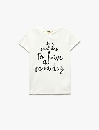 Baskılı Bisiklet Yaka Pamuklu Kısa Kollu Tişört