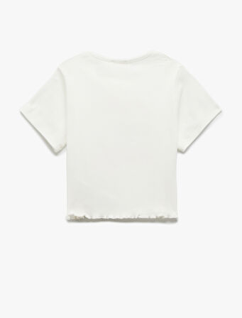 Pamuklu Bisiklet Yaka Kısa Kollu Baskılı Tişört