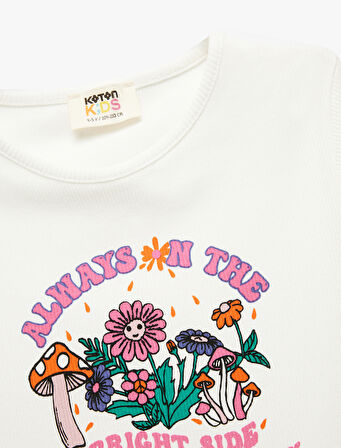 Pamuklu Bisiklet Yaka Kısa Kollu Baskılı Tişört