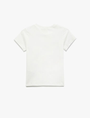 Baskılı Pamuklu Kısa Kollu Bisiklet Yaka Tişört