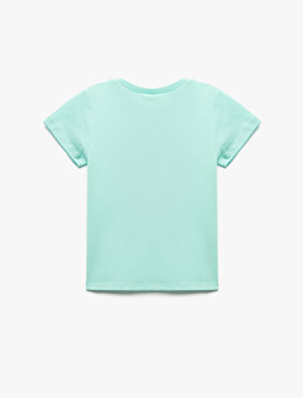 Kısa Kollu Bisiklet Yaka Pamuklu Baskılı Tişört