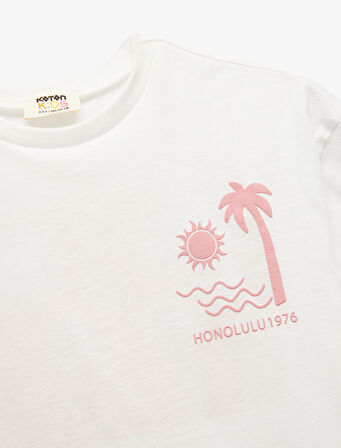 Bisiklet Yaka Kısa Kollu Baskılı Pamuklu Tişört