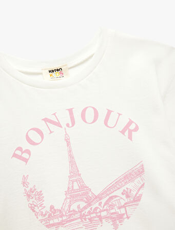 Bisiklet Yaka Kısa Kollu Pamuklu Baskılı Tişört