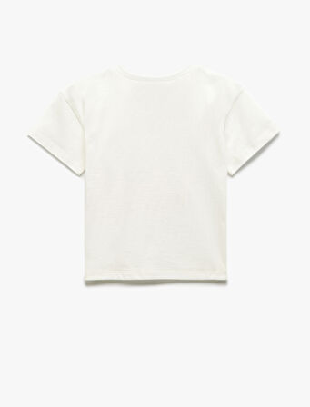 Bisiklet Yaka Kısa Kollu Pamuklu Baskılı Tişört