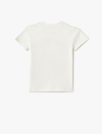 Pamuklu Slogan Baskılı Bisiklet Yaka Kısa Kollu Tişört