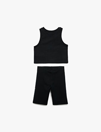 Pamuklu 2'li Baskılı Atlet ve Tayt Seti 