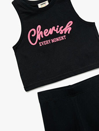 Pamuklu 2'li Baskılı Atlet ve Tayt Seti 