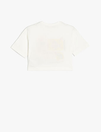 Bisiklet Yaka Yaz Temalı Baskı Detaylı Kısa Kollu Pamuklu Tişört