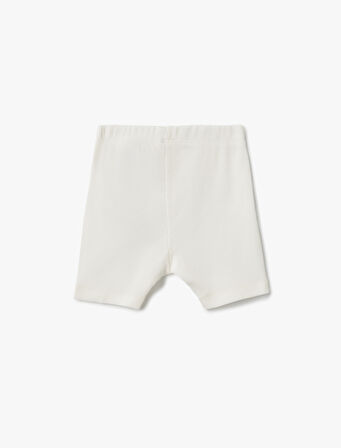 Pamuklu Lastik Detaylı Ribanalı Basic Kısa Tayt