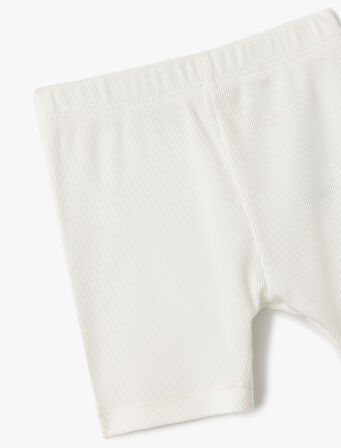 Pamuklu Lastik Detaylı Ribanalı Basic Kısa Tayt