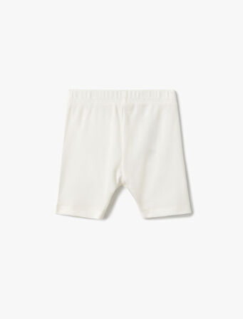 Pamuklu Lastik Detaylı Ribanalı Basic Kısa Tayt