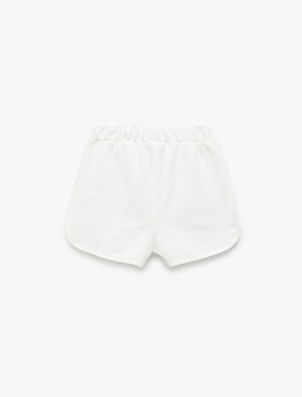 Pamuklu Beli Bağlamalı Baskılı Şort