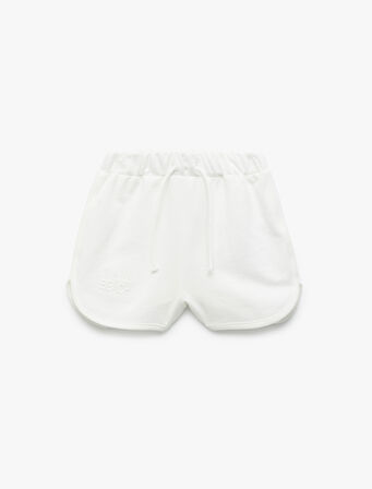 Pamuklu Beli Bağlamalı Baskılı Şort