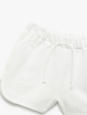 Pamuklu Beli Bağlamalı Baskılı Şort