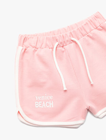 Pamuklu Beli Bağlamalı Baskılı Şort