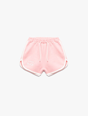 Pamuklu Beli Bağlamalı Baskılı Şort