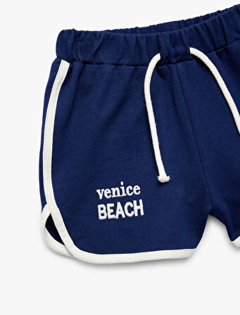 Pamuklu Beli Bağlamalı Baskılı Şort