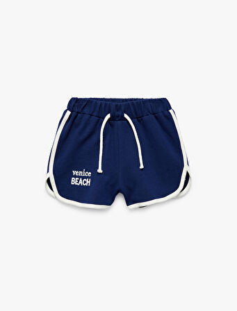 Pamuklu Beli Bağlamalı Baskılı Şort