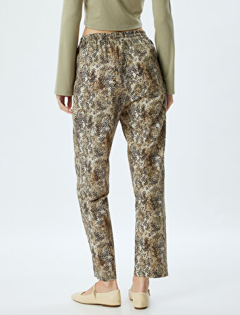 Viskon Yılan Derisi Görünümlü Carrot Pantolon Beli Bağcıklı