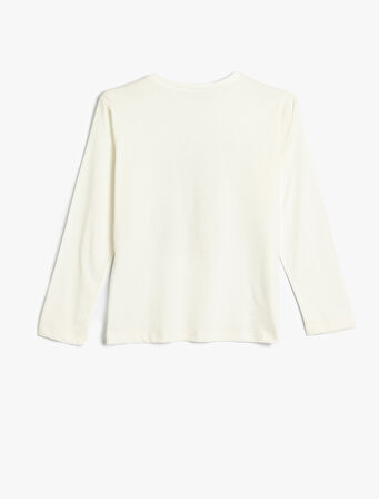 Tişört Uzun Kollu Köpek Baskılı Bisiklet Yaka Pamuklu