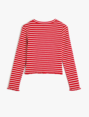 Tişört Köpek İşlemeli Uzun Kollu Bisiklet Yaka Ribanalı