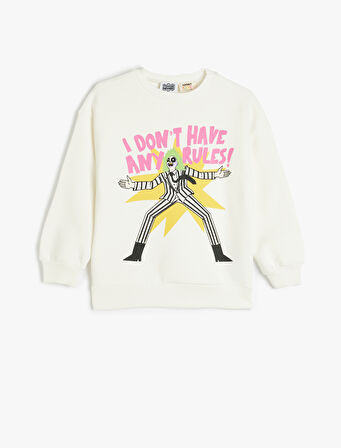 Beetlejuice Sweatshirt Lisanslı Uzun Kollu Bisiklet Yaka 