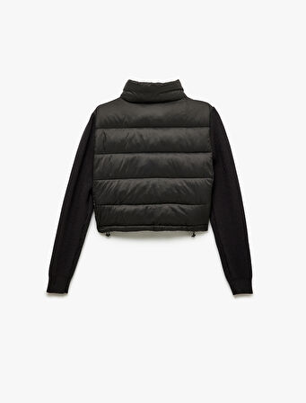 Dik Yaka Slim Fit Fermuarlı Uzun Kollu Ceket