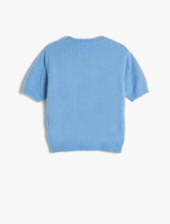 Kısa Kollu Triko Kazak İnci Detaylı 