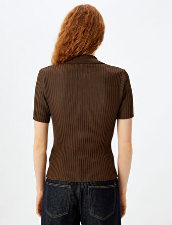 Polo Yaka Triko Kazak Kısa Kollu Düğmeli 