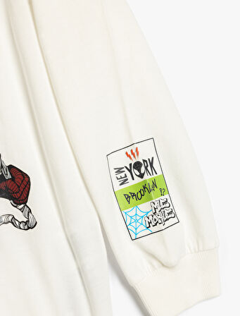 Örümcek Adam Sweatshirt Baskılı Lisanslı Uzun Kollu Pamuklu