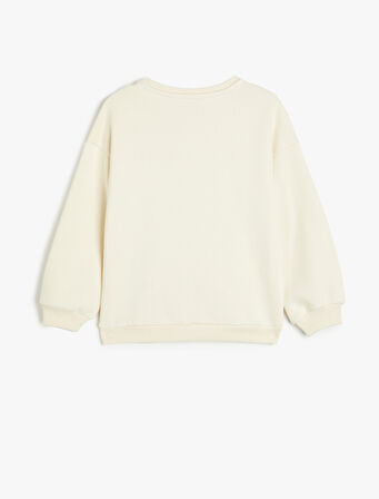 Sweatshirt Uzun Kollu Bisiklet Yaka Baskı Detaylı 