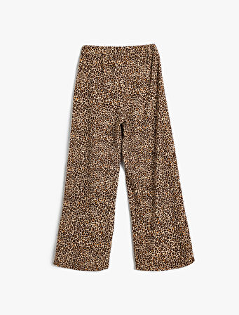 Pantolon Leopar Desenli Beli Lastikli