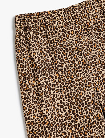 Pantolon Leopar Desenli Beli Lastikli