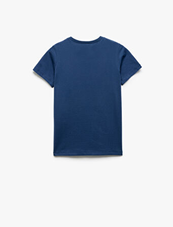 Pamuklu Baskılı Bisiklet Yaka Kısa Kollu Tişört