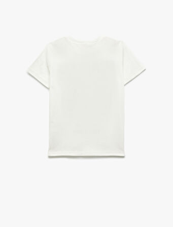 Pamuklu Kaplan Baskılı Kısa Kollu Bisiklet Yaka Tişört