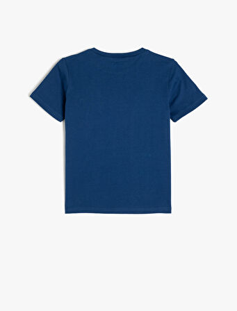 Futbol Temalı Baskılı Pamuklu Bisiklet Yaka Tişört