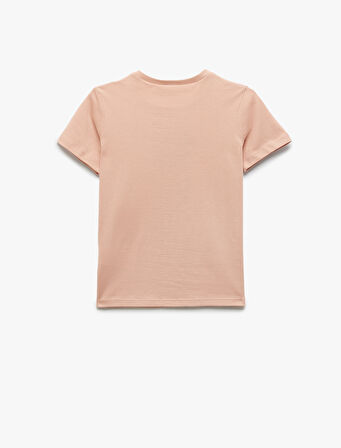 Pamuklu Baskılı Bisiklet Yaka Kısa Kollu Tişört