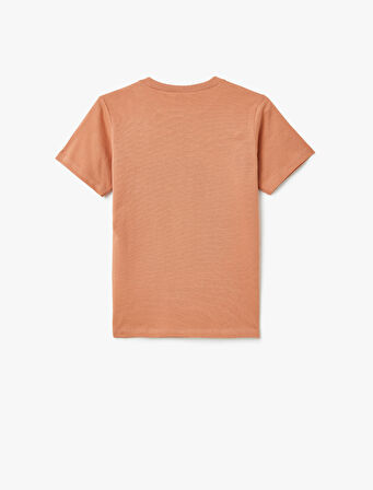 Slogan Baskılı Bisiklet Yaka Kısa Kollu Pamuklu Tişört