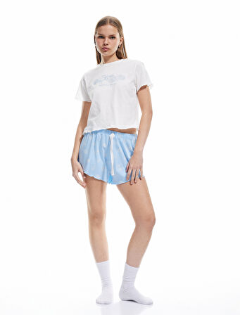 Pamuklu Kısa Kollu Baskılı Şort Pijama Takımı