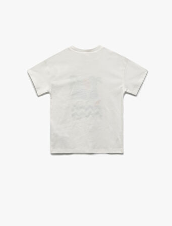 Pamuklu Bisiklet Yaka Kısa Kollu Baskılı Tişört