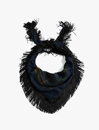Püsküllü Bandana Ekose Yumuşak Dokulu - Koton X Zeynep Bastık 