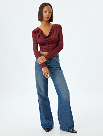 Degaje Yaka Bluz Uzun Kollu Slim Fit