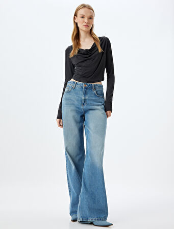 Degaje Yaka Bluz Uzun Kollu Slim Fit