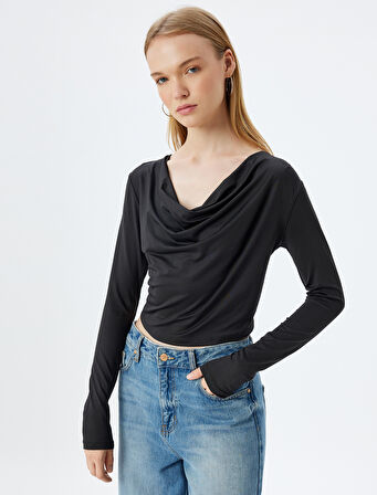 Degaje Yaka Bluz Uzun Kollu Slim Fit