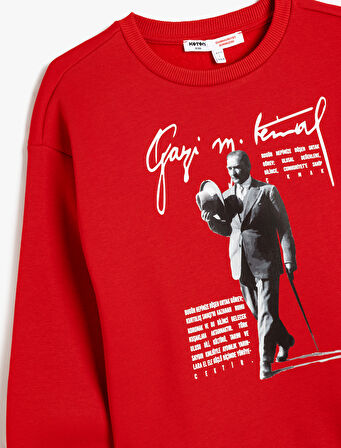 Atatürk Sweatshirt Baskılı Uzun Kollu Bisiklet Yaka
