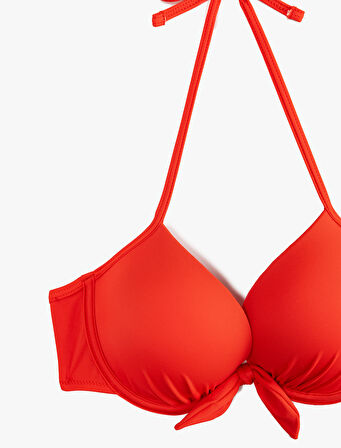 Fiyonk Detaylı Dolgulu Destekli Push-Up Bikini Üstü