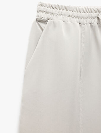 Modal Kumaş Beli Lastikli Bağlamalı Cepli Balon Fit Pantolon
